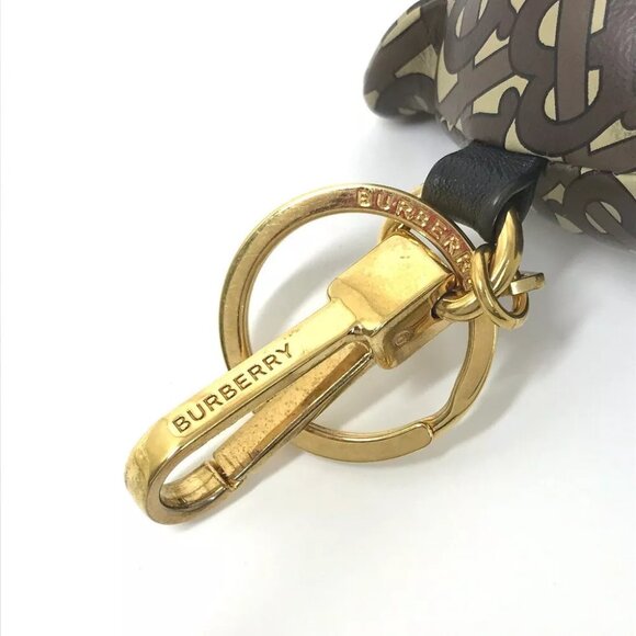 BURBERRY Total logo TB Thomas Bear Bag Charm Bear Key Holder Leather Brown